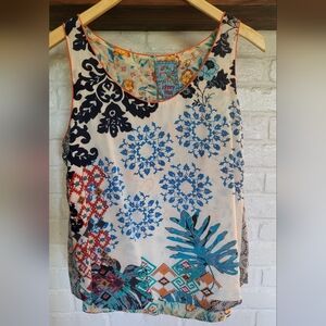 Johnny Was Ferrara 100% Silk Reversable Top Sz S LN